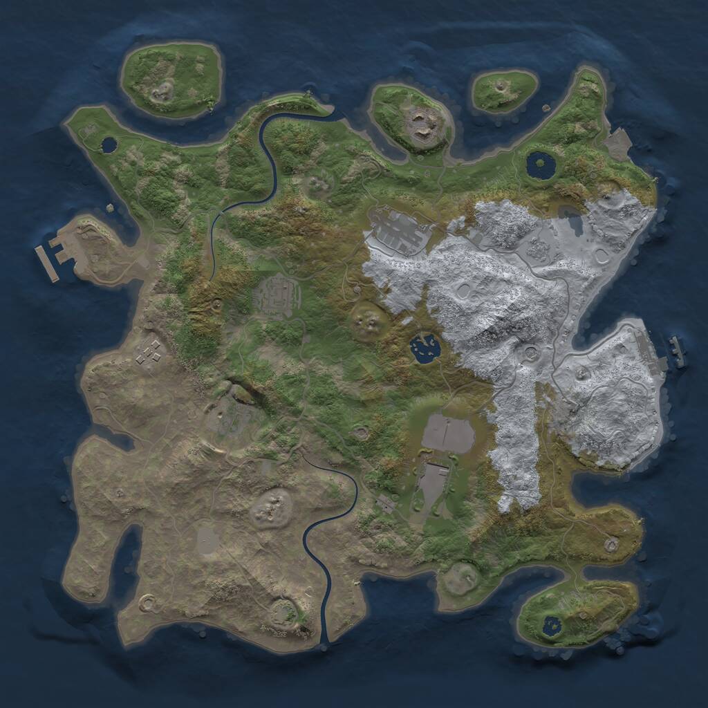 Rust Map: Procedural Map, Size: 3650, Seed: 18935443, 13 Monuments