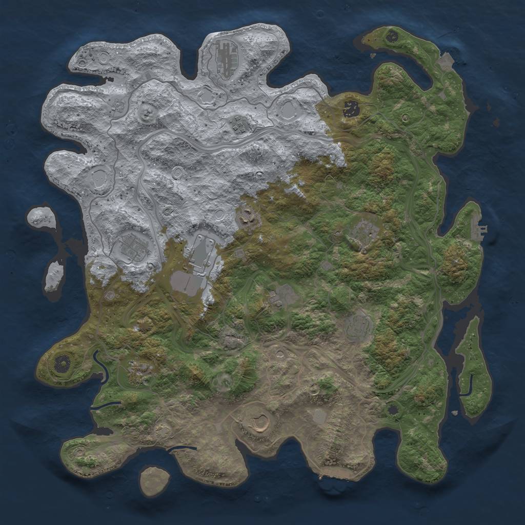 Rust Map: Procedural Map, Size: 4500, Seed: 383202167, 19 Monuments