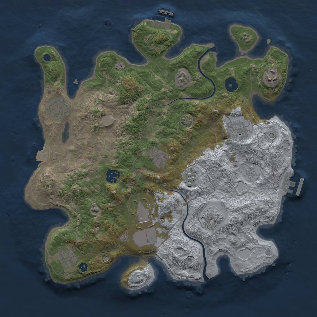 Rust Map: Procedural Map, Size: 3500, Seed: 1286478371, 15 Monuments