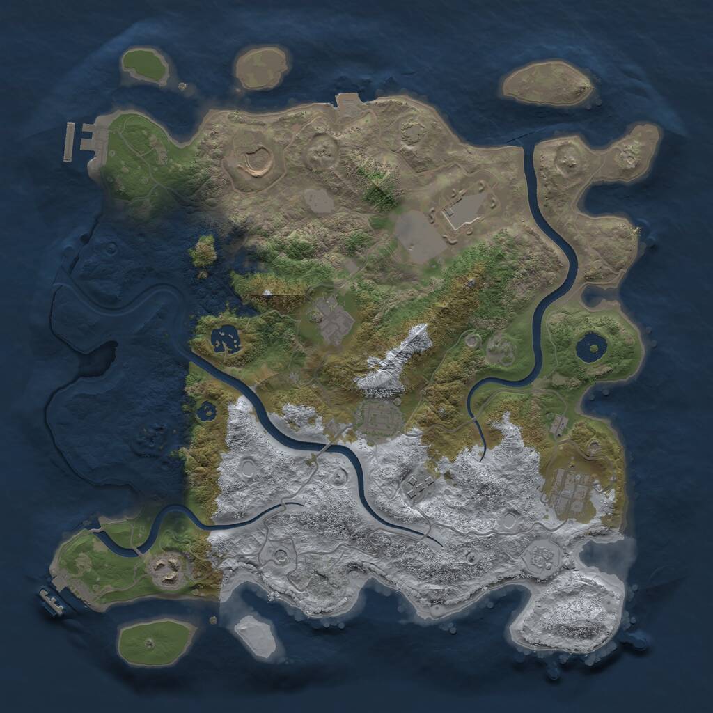 Rust Map: Procedural Map, Size: 3600, Seed: 181844503, 14 Monuments