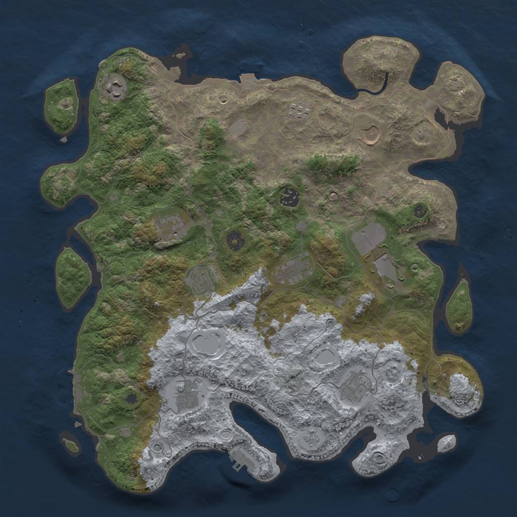 Rust Map: Procedural Map, Size: 4000, Seed: 1256320973, 18 Monuments