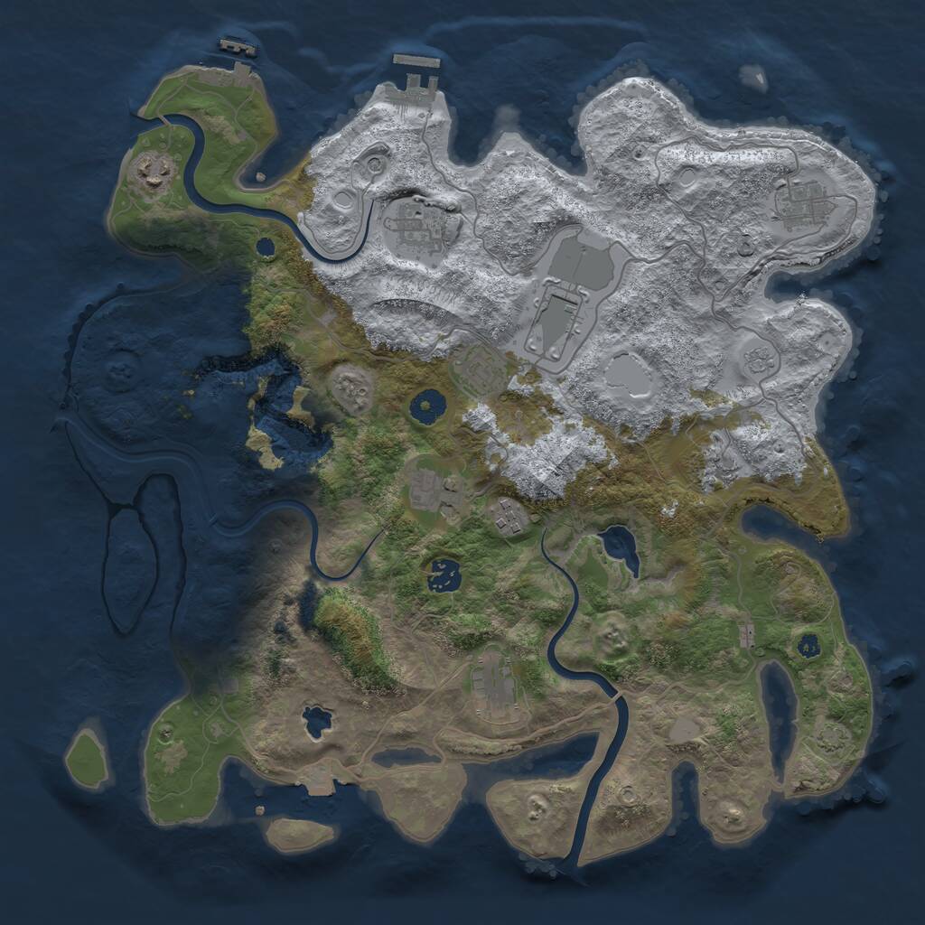 Rust Map: Procedural Map, Size: 4000, Seed: 775431542, 16 Monuments