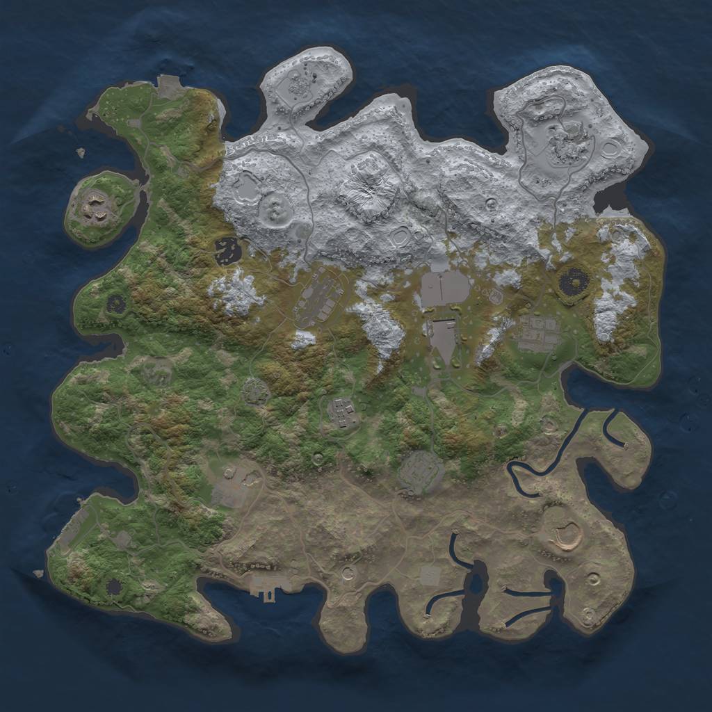 Rust Map: Procedural Map, Size: 3750, Seed: 334328, 18 Monuments