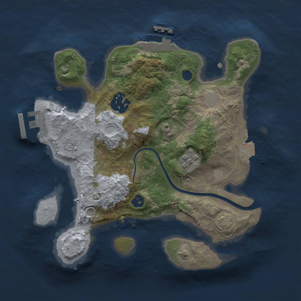 Rust Map: Procedural Map, Size: 2400, Seed: 1493273175, 7 Monuments
