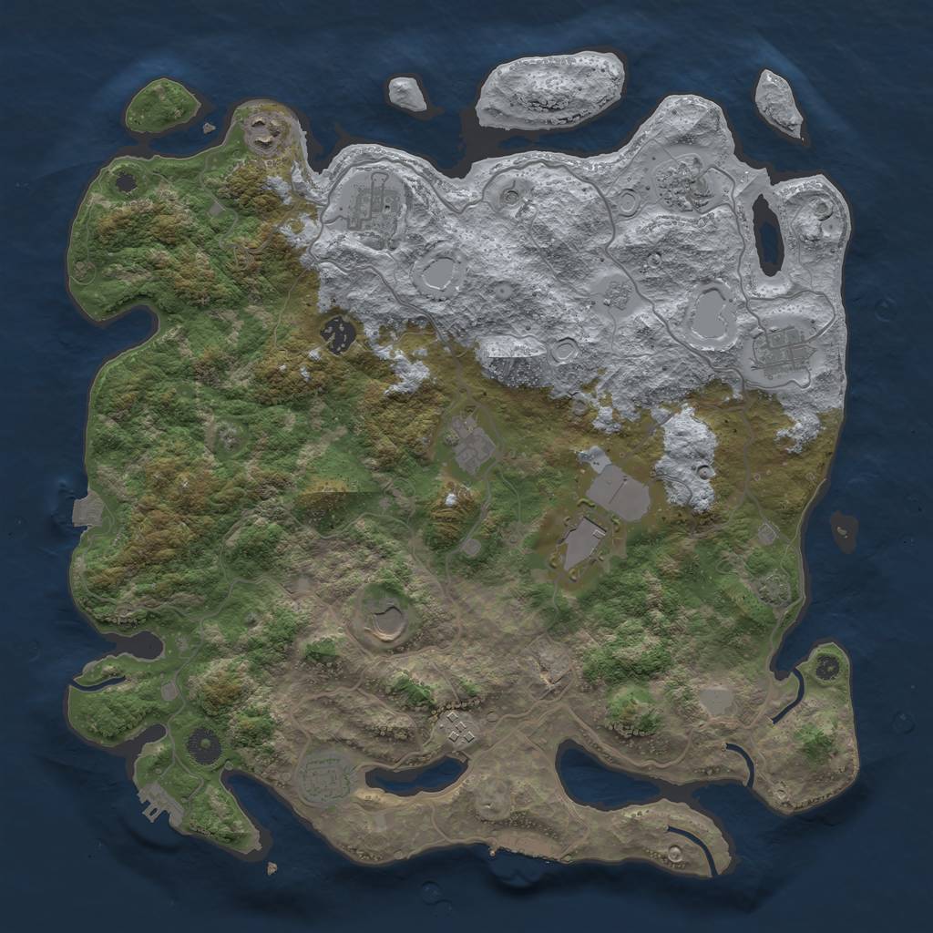 Rust Map: Procedural Map, Size: 4000, Seed: 1945608740, 18 Monuments