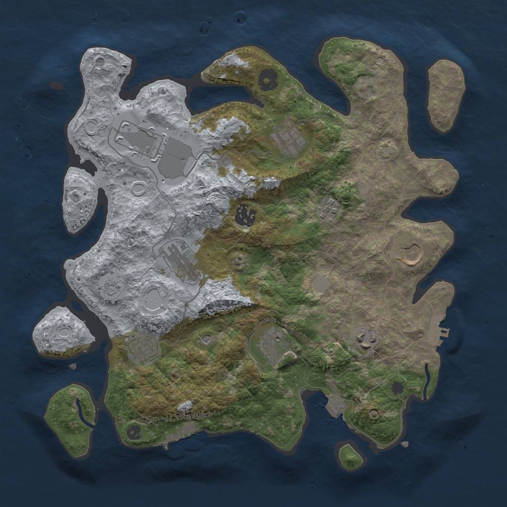 Rust Map: Procedural Map, Size: 3500, Seed: 1884078030, 17 Monuments