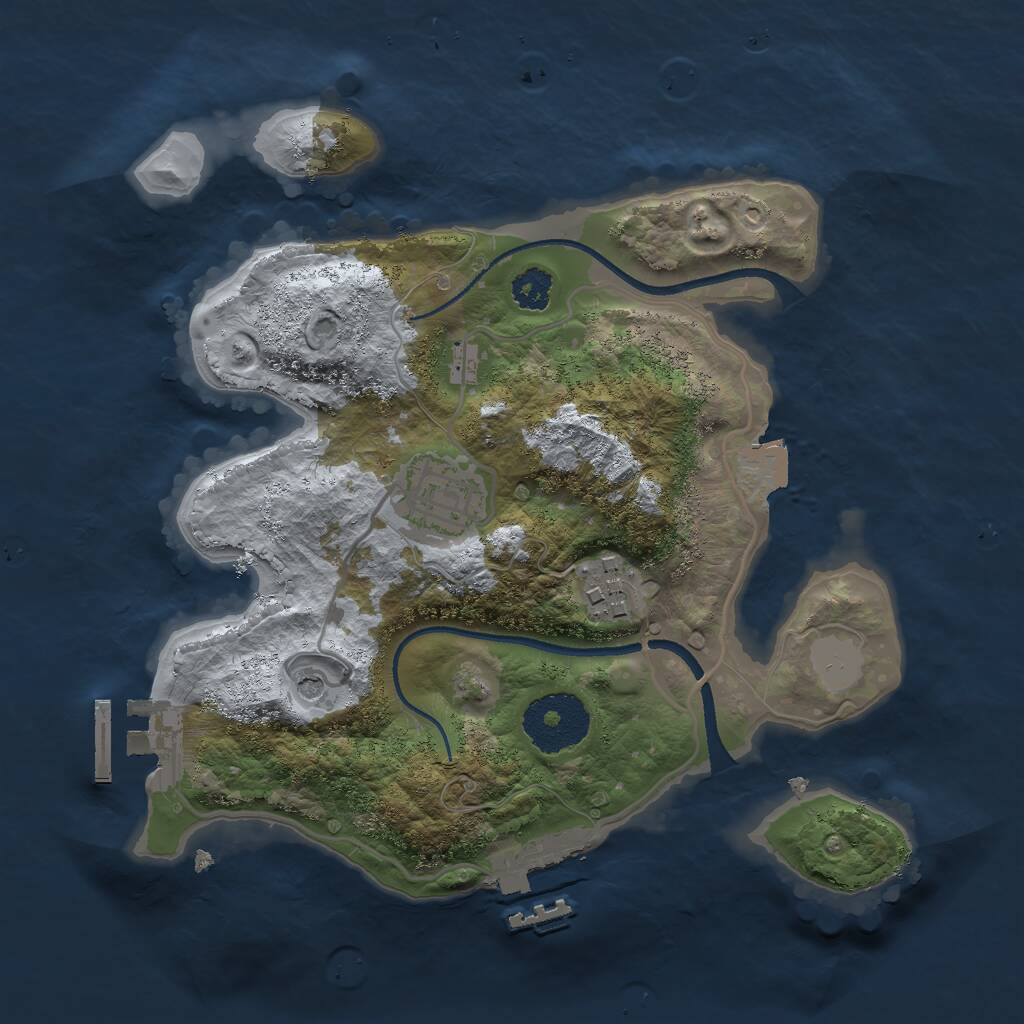 Rust Map: Procedural Map, Size: 2500, Seed: 2064219835, 6 Monuments