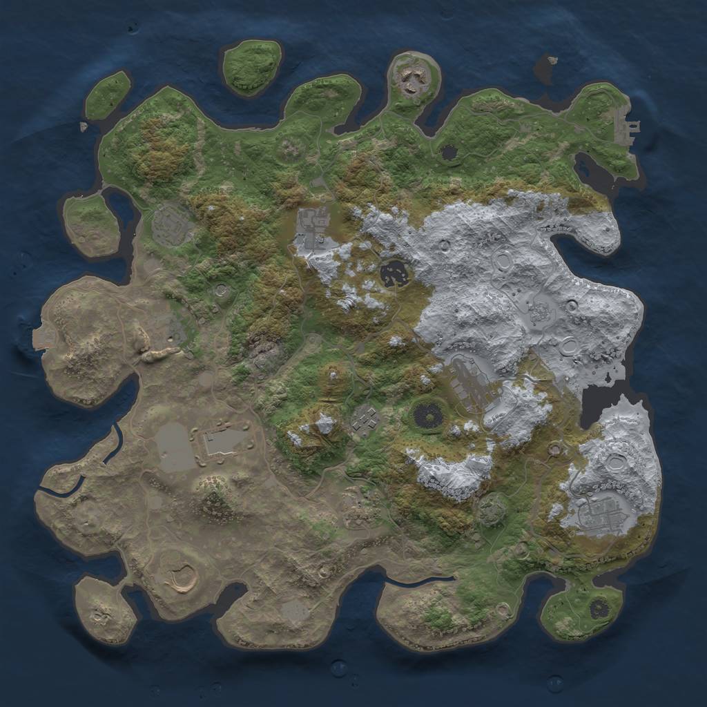 Rust Map: Procedural Map, Size: 3800, Seed: 495986199, 18 Monuments