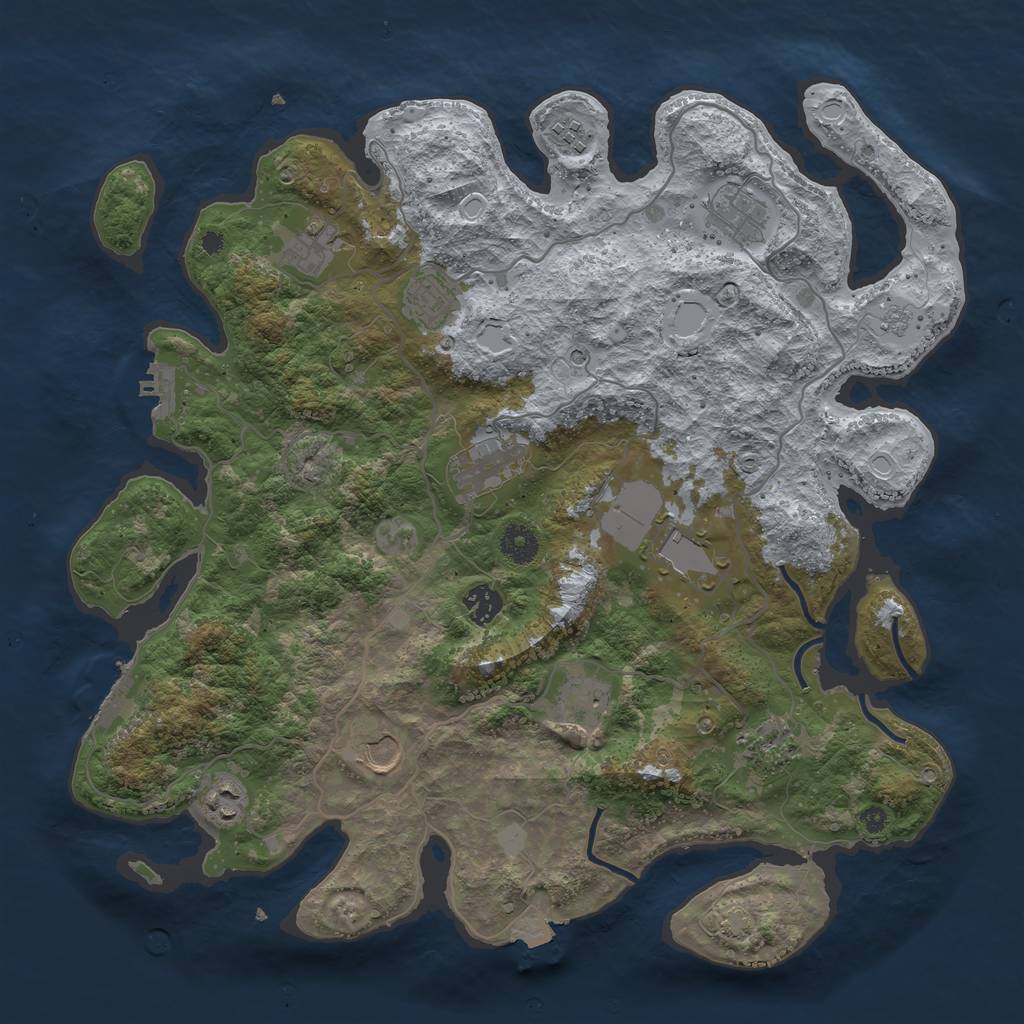 Rust Map: Procedural Map, Size: 4000, Seed: 1704696605, 19 Monuments