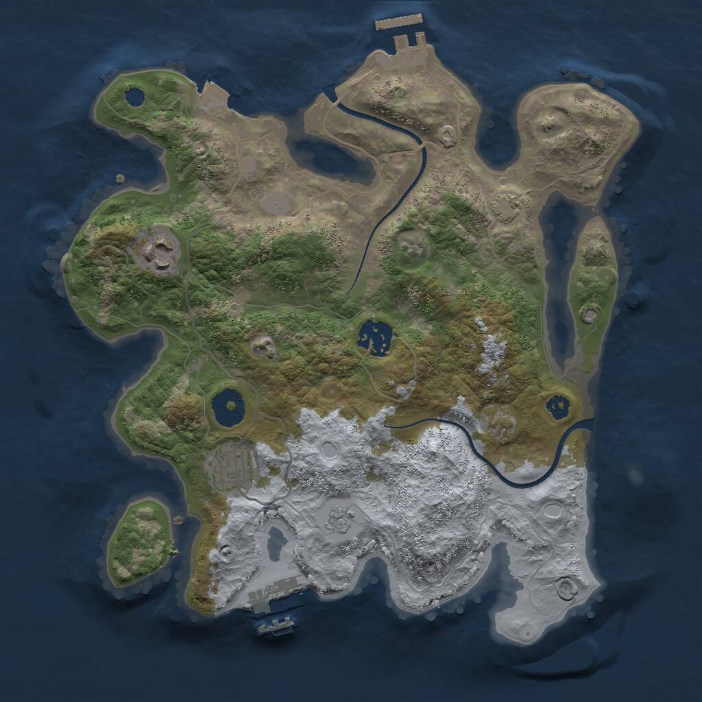Rust Map: Procedural Map, Size: 3000, Seed: 1518232974, 8 Monuments