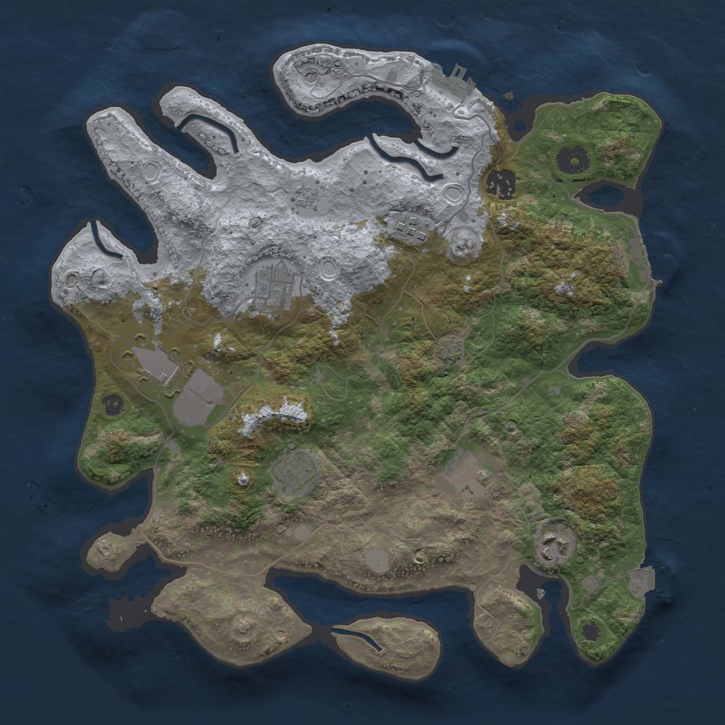 Rust Map: Procedural Map, Size: 3500, Seed: 2101642012, 15 Monuments