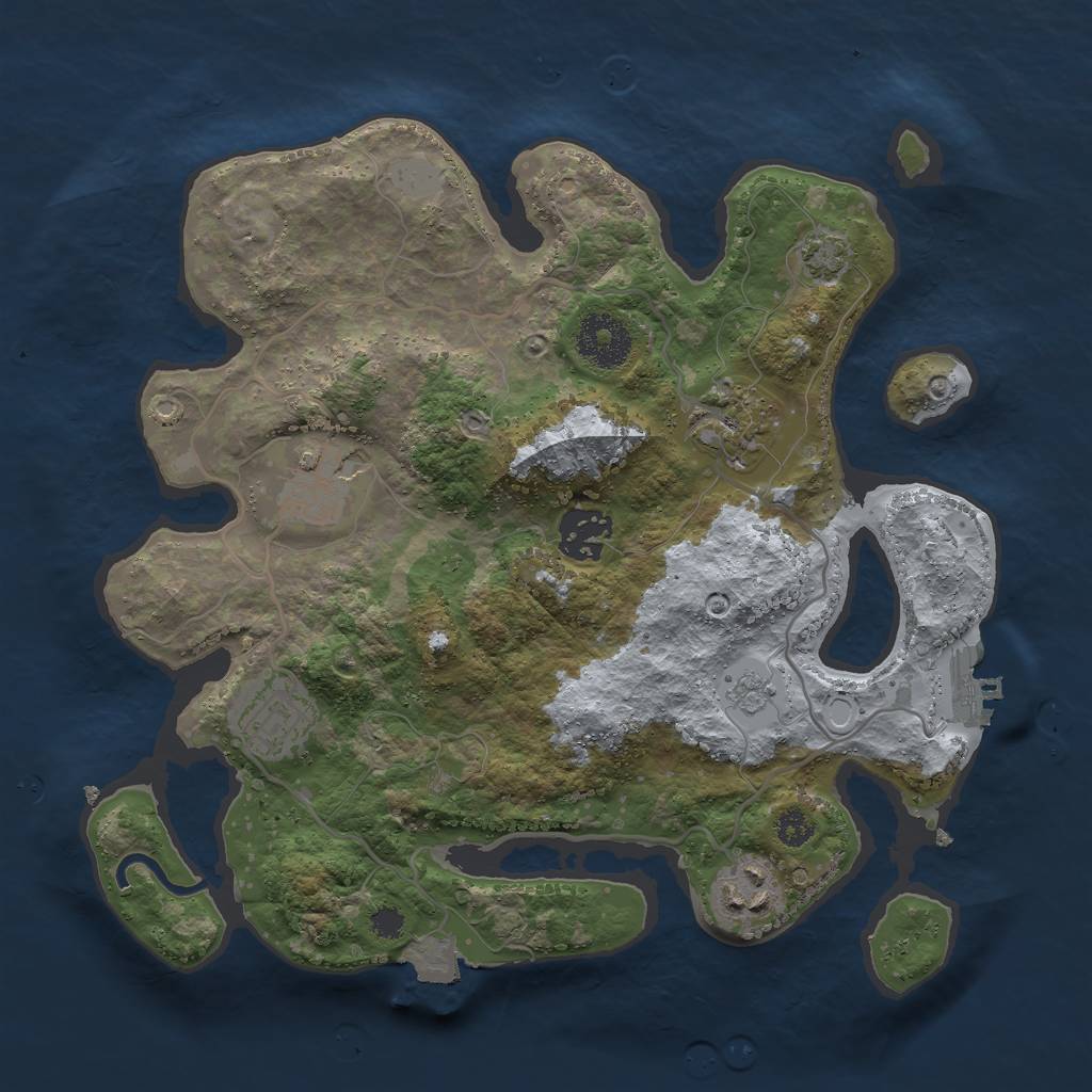 Rust Map: Procedural Map, Size: 3000, Seed: 1406689804, 11 Monuments