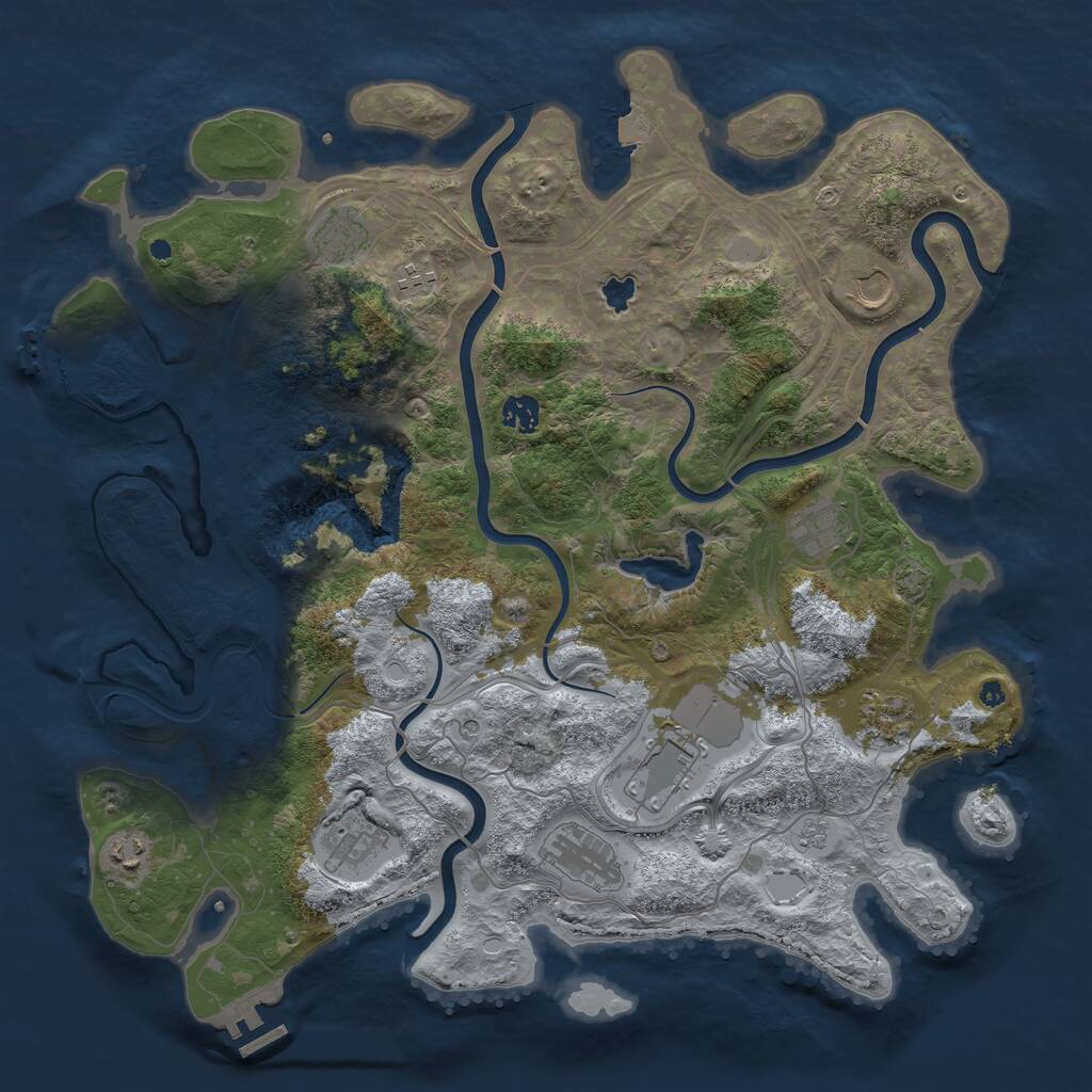 Rust Map: Procedural Map, Size: 4250, Seed: 1634033837, 16 Monuments