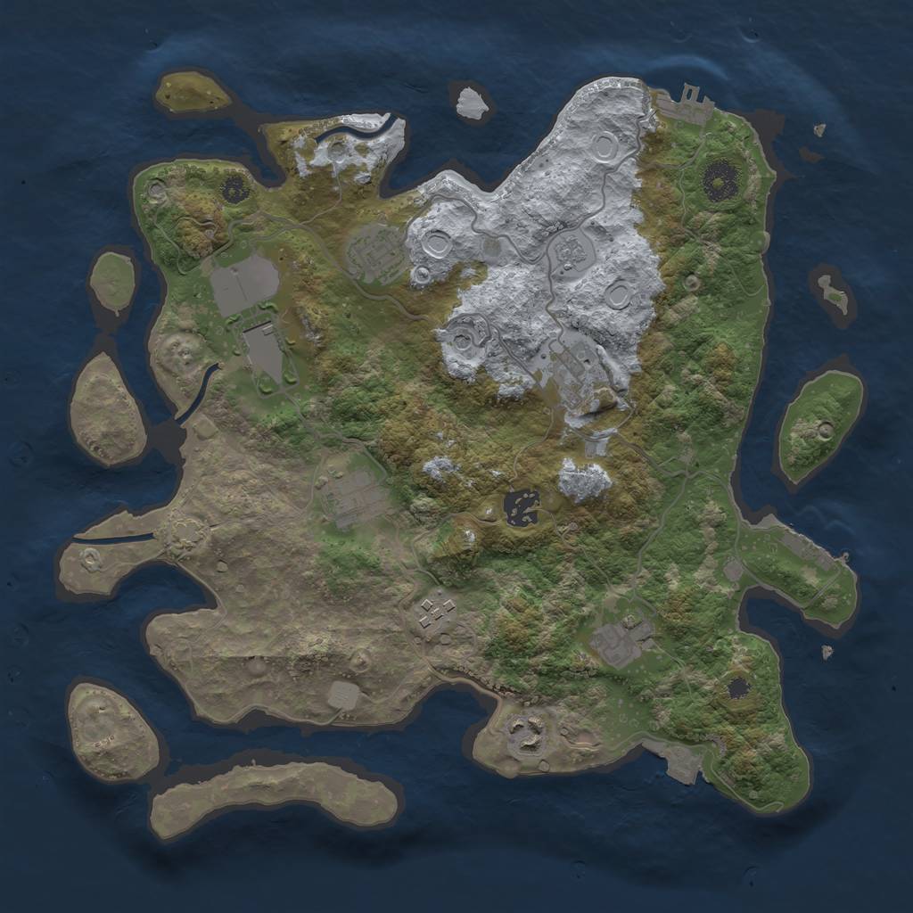 Rust Map: Procedural Map, Size: 3500, Seed: 749683315, 16 Monuments