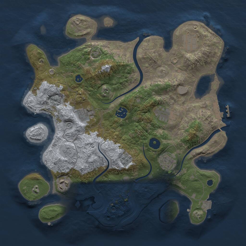 Rust Map: Procedural Map, Size: 3300, Seed: 2037729286, 12 Monuments