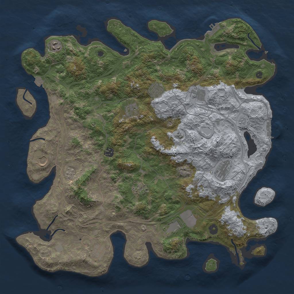 Rust Map: Procedural Map, Size: 4500, Seed: 1895382478, 19 Monuments