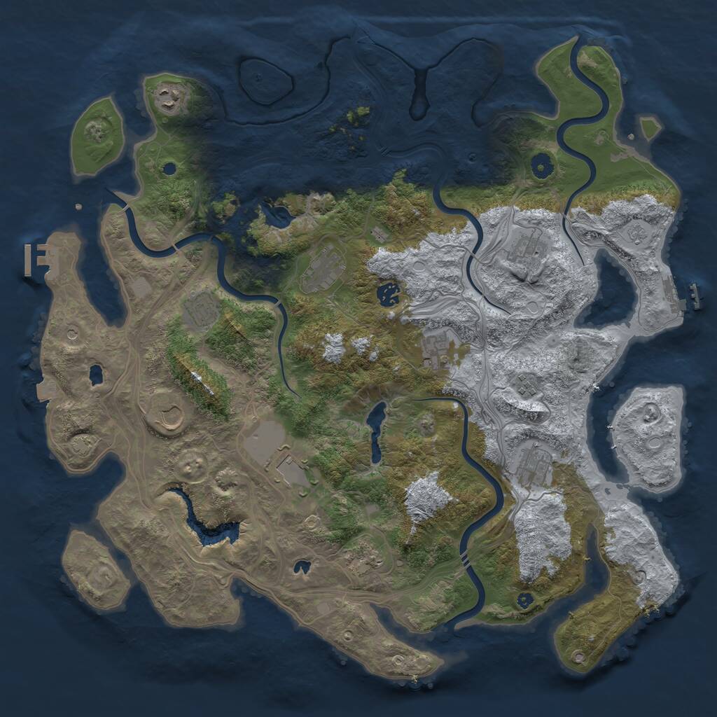 Rust Map: Procedural Map, Size: 4500, Seed: 392954299, 17 Monuments