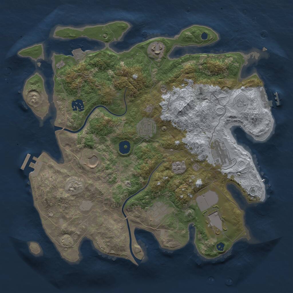 Rust Map: Procedural Map, Size: 3500, Seed: 270949189, 14 Monuments
