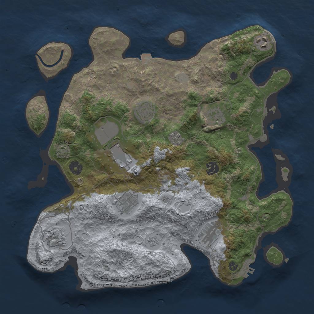 Rust Map: Procedural Map, Size: 3500, Seed: 1525006785, 16 Monuments