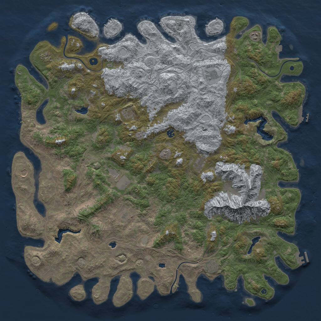 Rust Map: Procedural Map, Size: 6000, Seed: 114037434, 17 Monuments