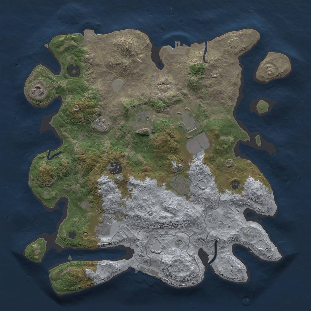 Rust Map: Procedural Map, Size: 3500, Seed: 256139448, 15 Monuments