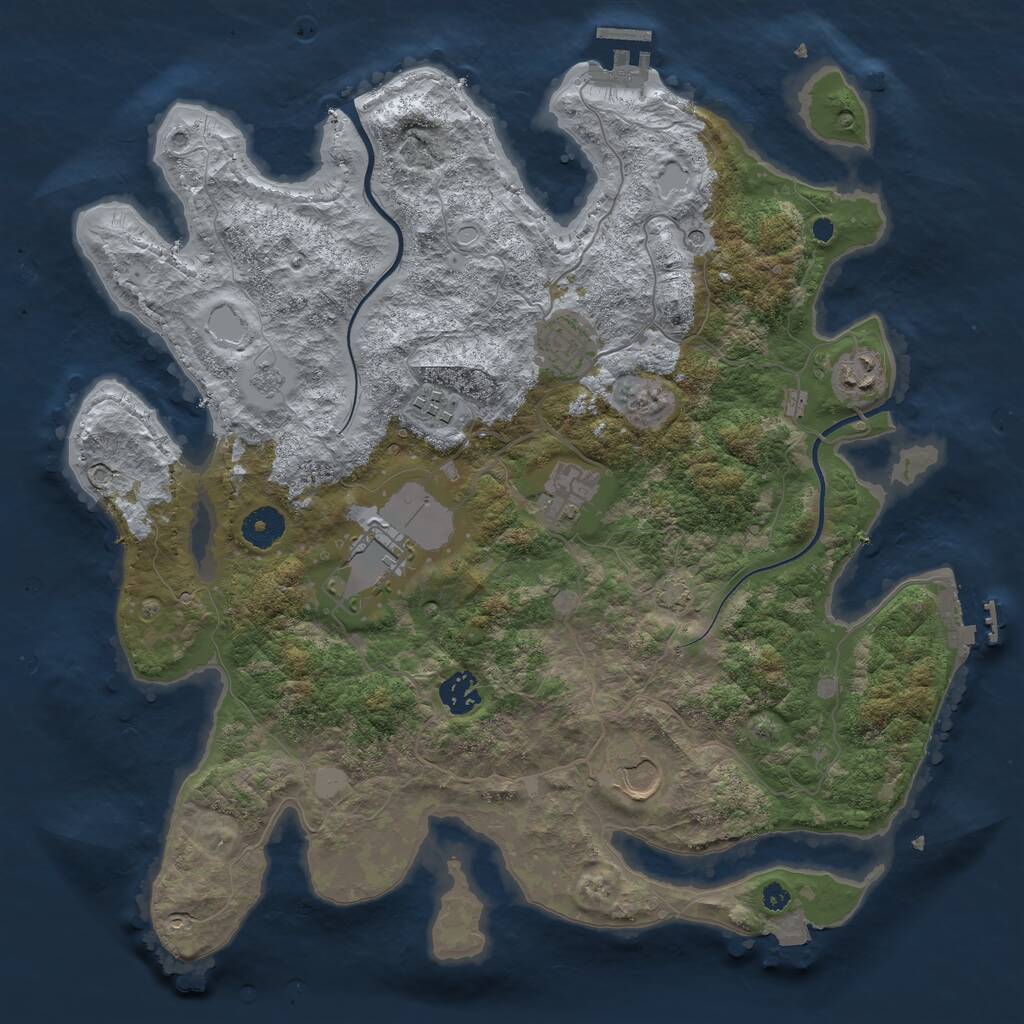 Rust Map: Procedural Map, Size: 3750, Seed: 1430427547, 13 Monuments
