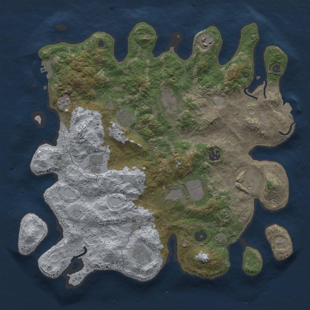 Rust Map: Procedural Map, Size: 3900, Seed: 8865748, 16 Monuments