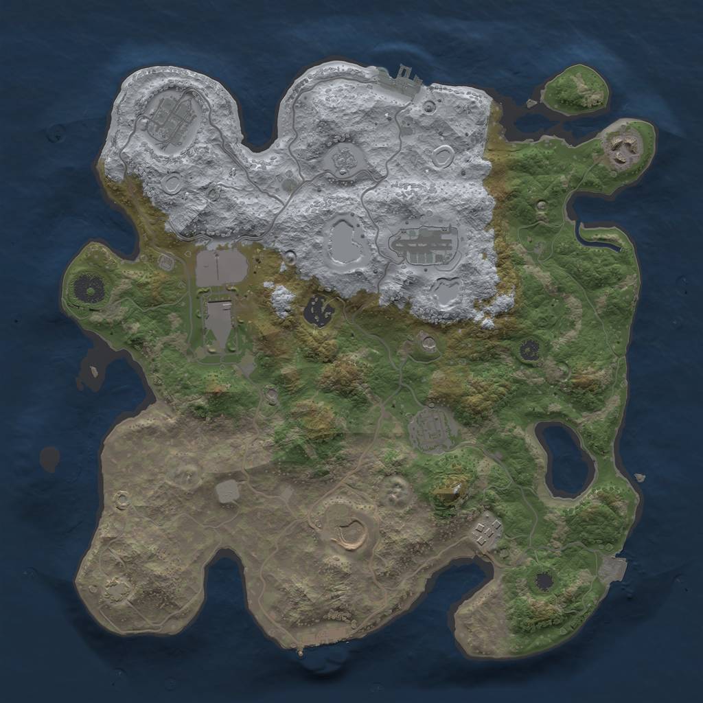 Rust Map: Procedural Map, Size: 3500, Seed: 560123961, 16 Monuments