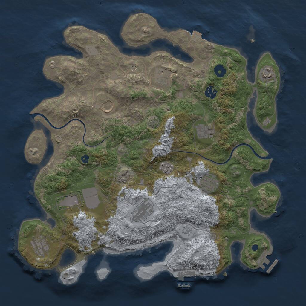 Rust Map: Procedural Map, Size: 3800, Seed: 531969040, 16 Monuments