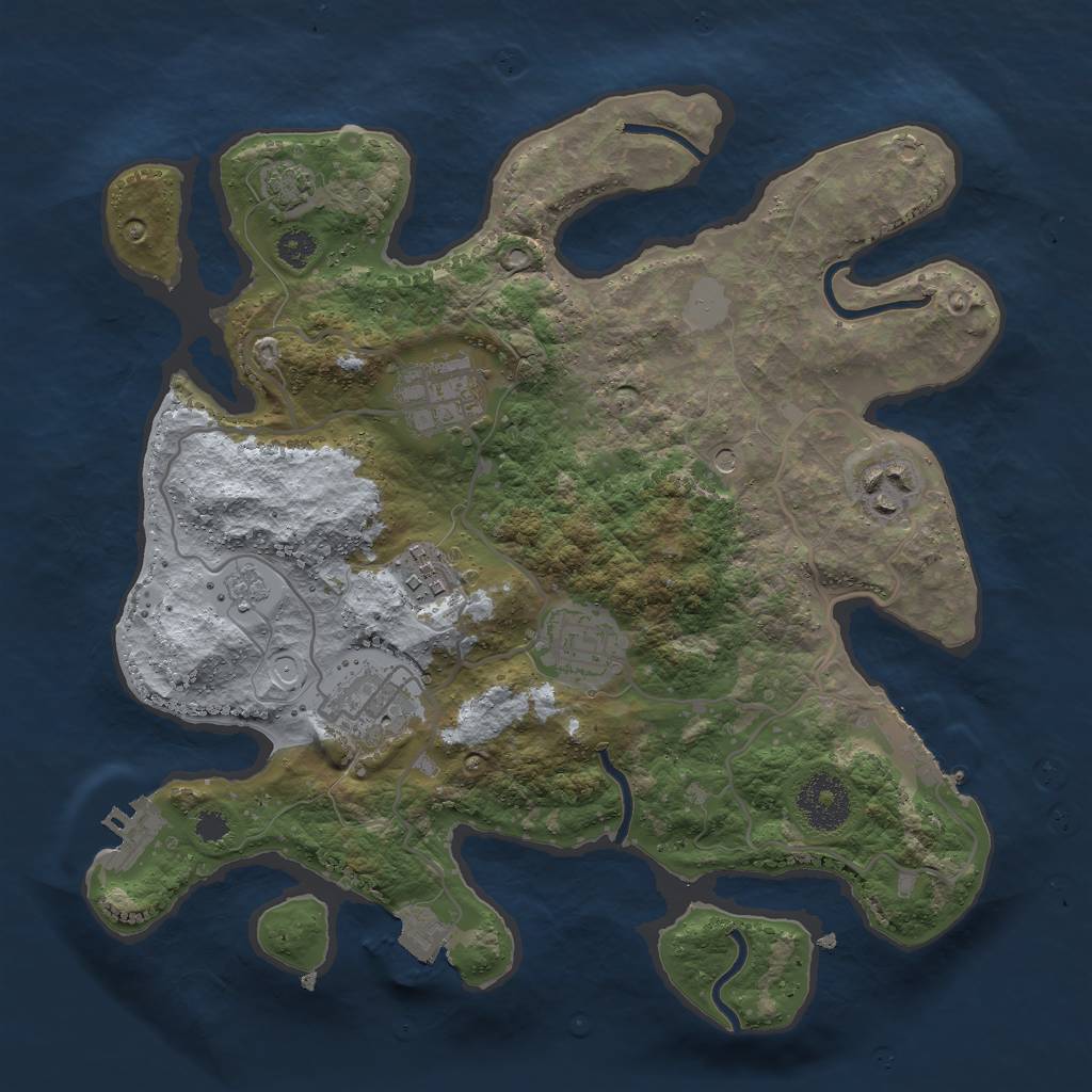 Rust Map: Procedural Map, Size: 3000, Seed: 17664, 13 Monuments