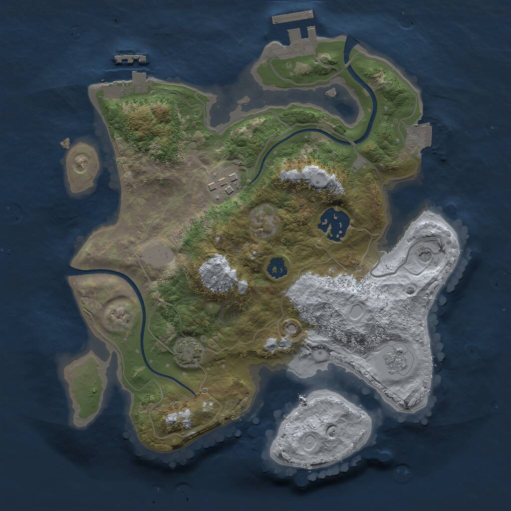 Rust Map: Procedural Map, Size: 2500, Seed: 695334752, 8 Monuments