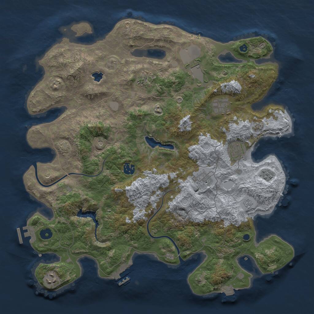 Rust Map: Procedural Map, Size: 4000, Seed: 307048415, 14 Monuments