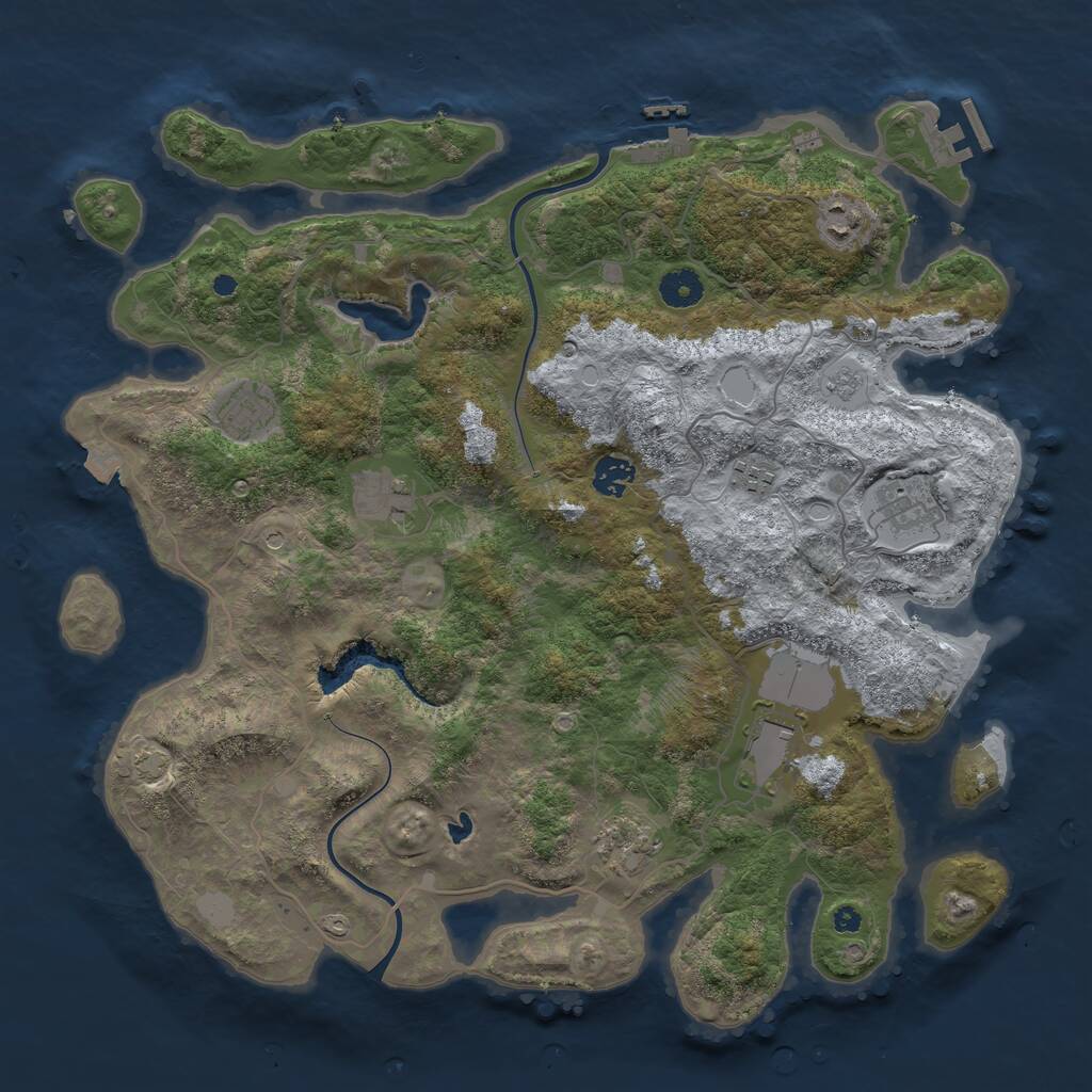 Rust Map: Procedural Map, Size: 4000, Seed: 1010712, 14 Monuments