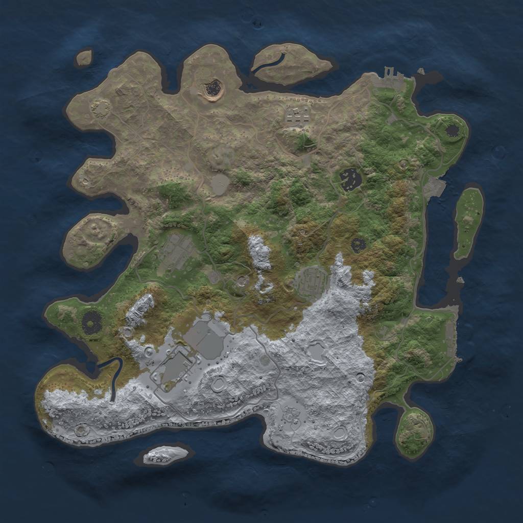 Rust Map: Procedural Map, Size: 3500, Seed: 107561, 14 Monuments