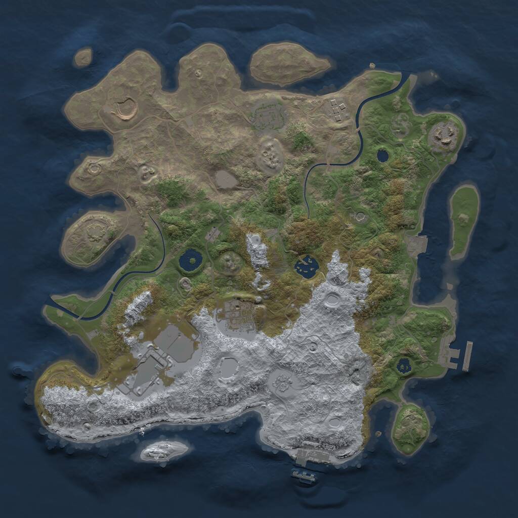Rust Map: Procedural Map, Size: 3500, Seed: 107561, 13 Monuments