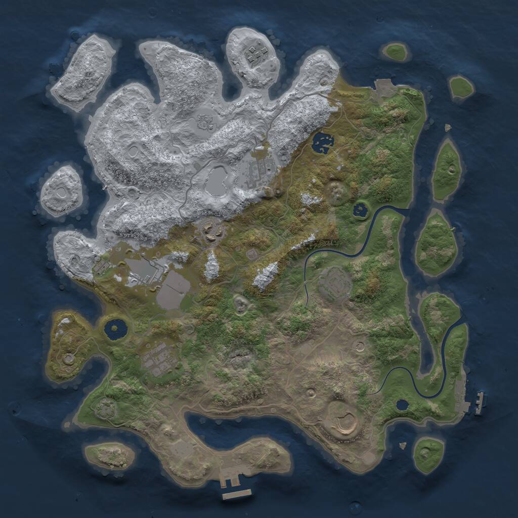 Rust Map: Procedural Map, Size: 3600, Seed: 1251484781, 14 Monuments