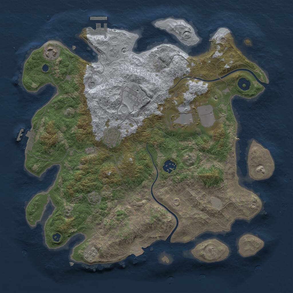 Rust Map: Procedural Map, Size: 3500, Seed: 1131849354, 12 Monuments