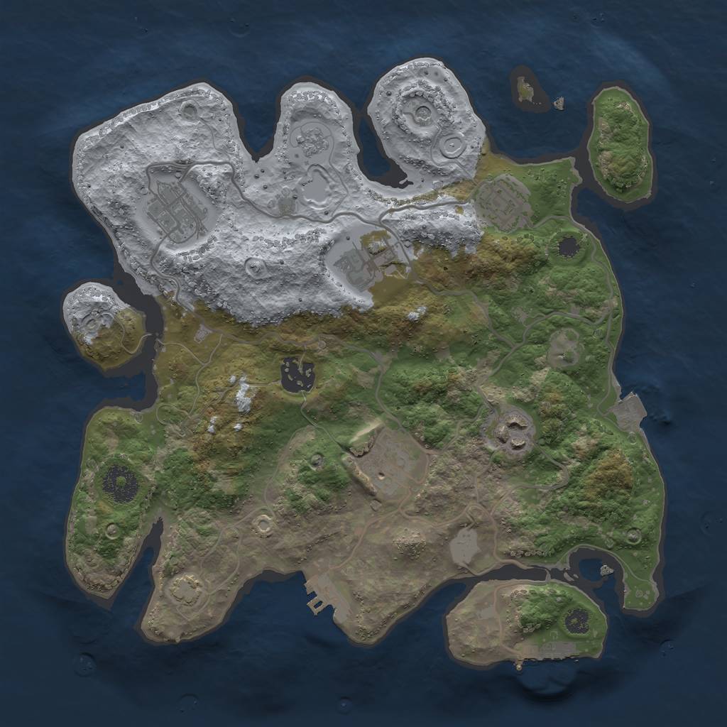 Rust Map: Procedural Map, Size: 3000, Seed: 7352048, 14 Monuments