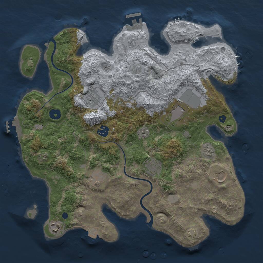 Rust Map: Procedural Map, Size: 3500, Seed: 1416156188, 14 Monuments