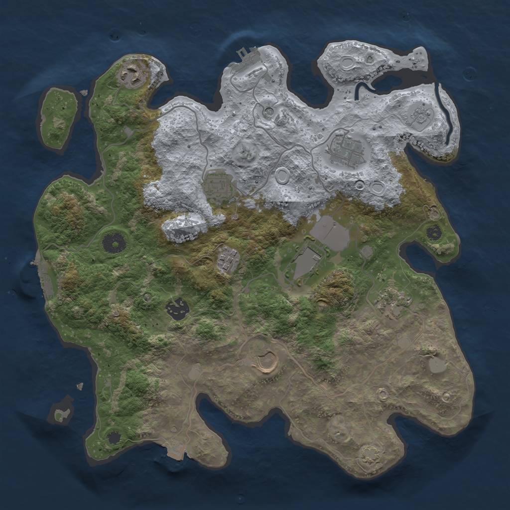 Rust Map: Procedural Map, Size: 3500, Seed: 1416156188, 16 Monuments