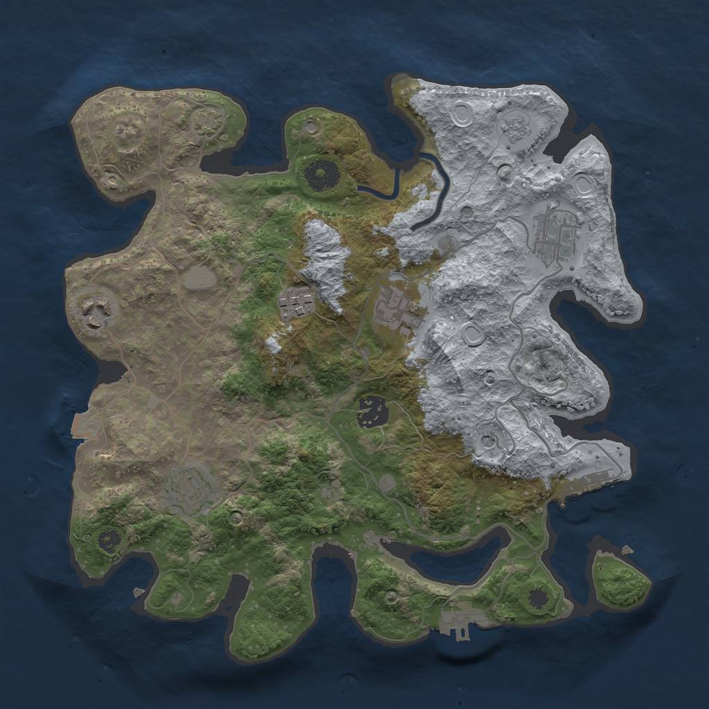 Rust Map: Procedural Map, Size: 3200, Seed: 549548774, 14 Monuments