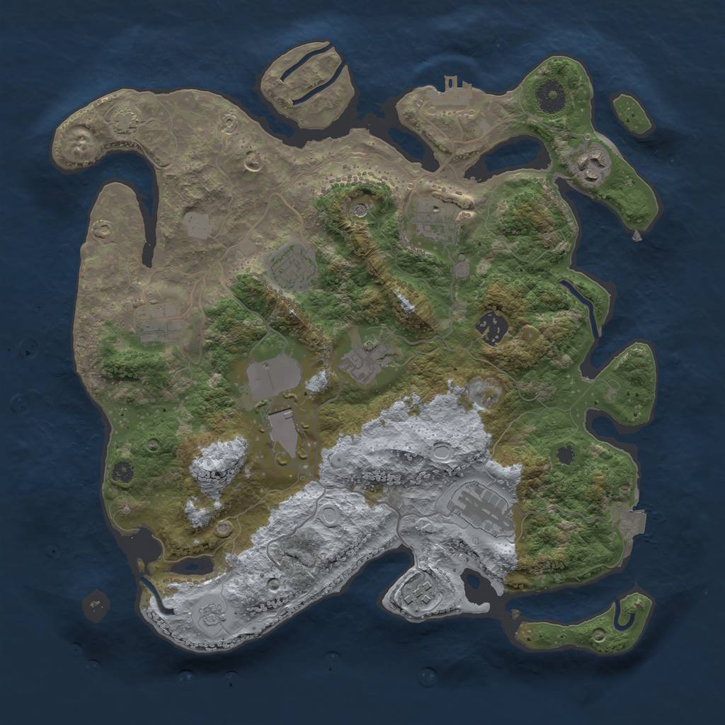 Rust Map: Procedural Map, Size: 3500, Seed: 1435678496, 16 Monuments