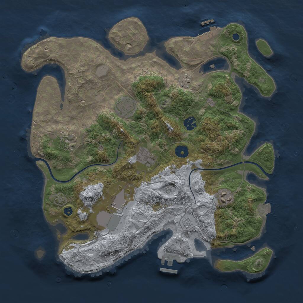 Rust Map: Procedural Map, Size: 3500, Seed: 1435678496, 13 Monuments