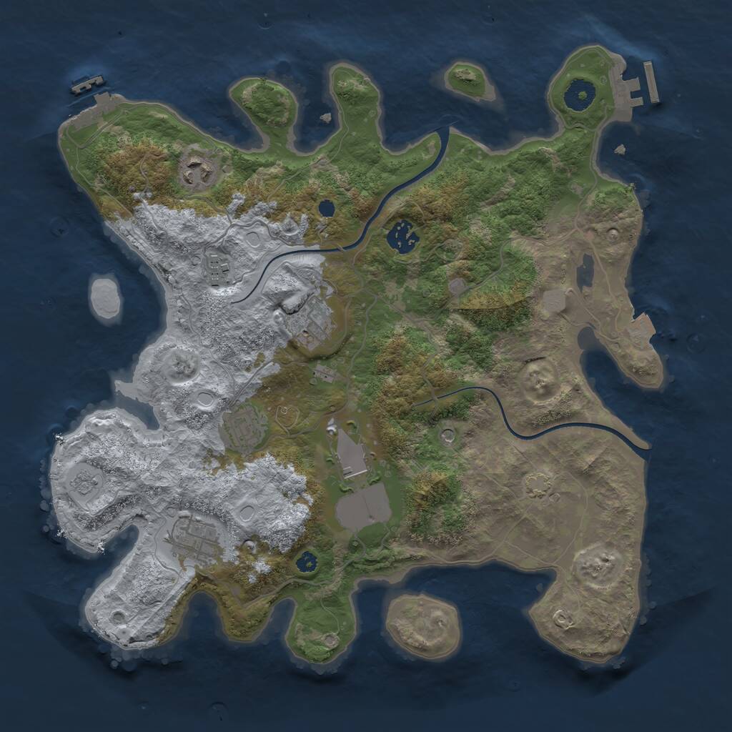 Rust Map: Procedural Map, Size: 3550, Seed: 63592583, 13 Monuments