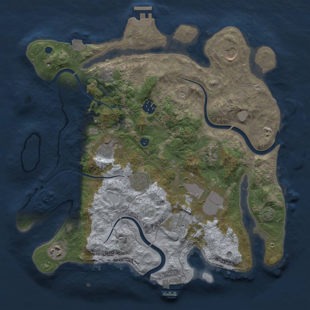 Rust Map: Procedural Map, Size: 3500, Seed: 8256402, 14 Monuments