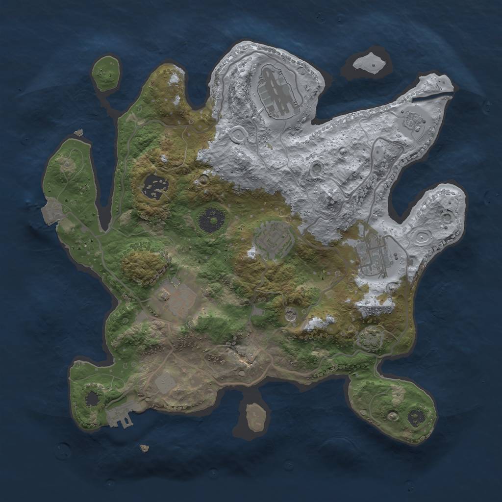 Rust Map: Procedural Map, Size: 3000, Seed: 22736, 12 Monuments