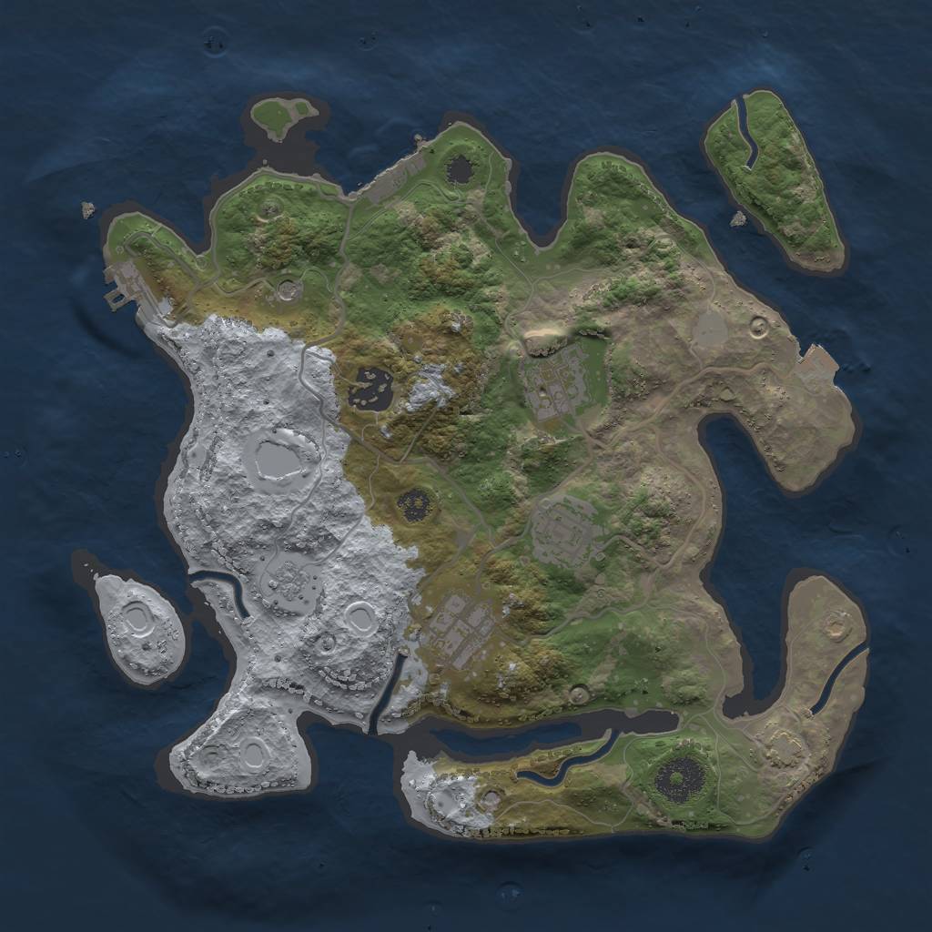 Rust Map: Procedural Map, Size: 3000, Seed: 20605, 12 Monuments