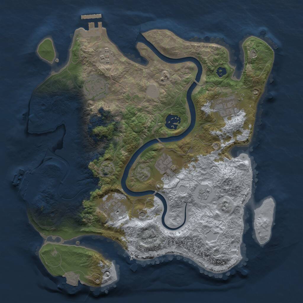 Rust Map: Procedural Map, Size: 3000, Seed: 689497748, 12 Monuments