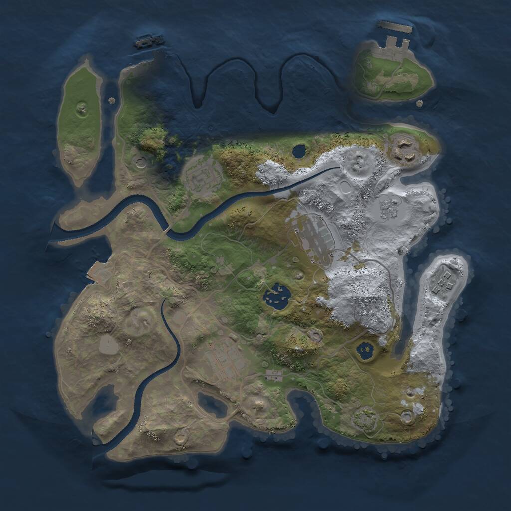 Rust Map: Procedural Map, Size: 3000, Seed: 36192, 12 Monuments