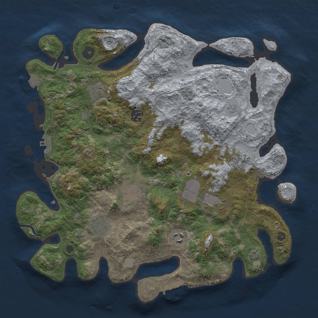 Rust Map: Procedural Map, Size: 3800, Seed: 559576507, 16 Monuments